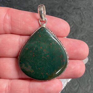 Heliotrope Bloodstone Teardrop Pendant Stone Crystal Jewelry SCUFF DISCOUNT